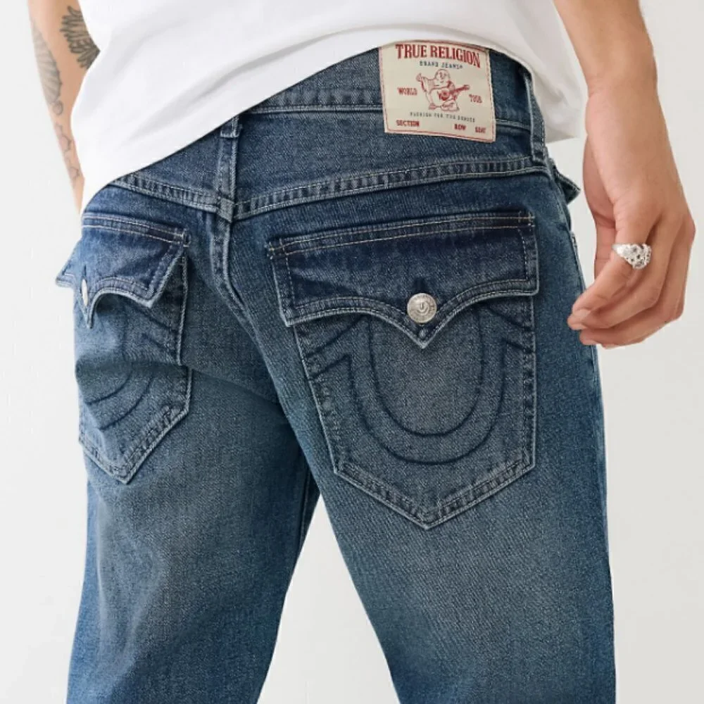 True Religion Geno SN Flap Relaxed Slim Blue Men's Size 33 X 32 Jeans NEW $159